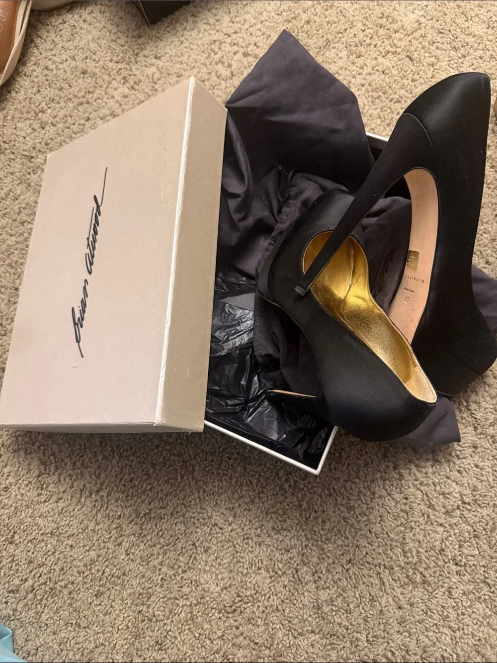 Brian Atwood Black Satin Platform Stiletto Pumps